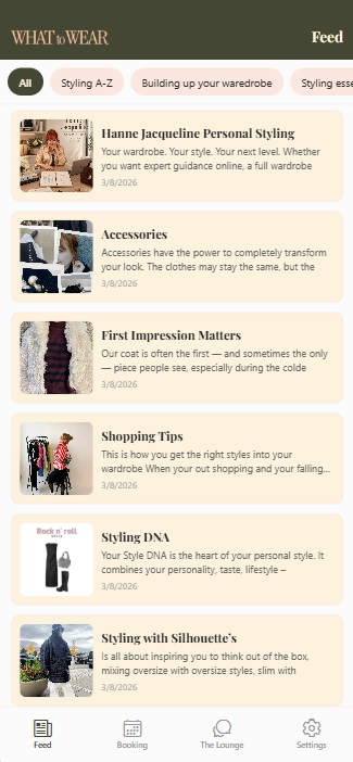 The What To Wear app feed with styling posts